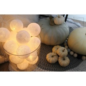 Bavlnené svietiace LED guličky Cotton Balls - biele, cotton love